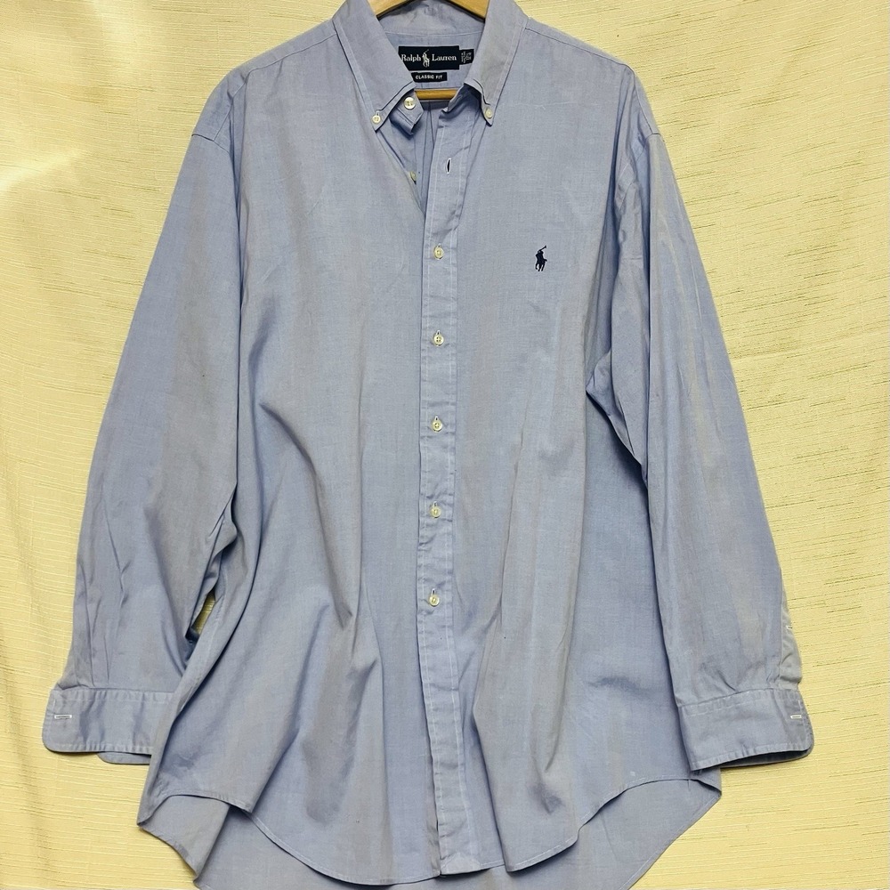 Ralph Lauren Men's Classic Fit Long Sleeve Button-Down Dress Shirt Blue17 1/2-35